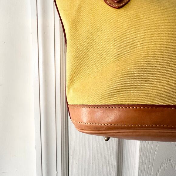 Dooney & Bourke Cabriolet Yellow Canvas Leather Trim Bucket Buckle Shoulder Bag - Picture 12 of 15